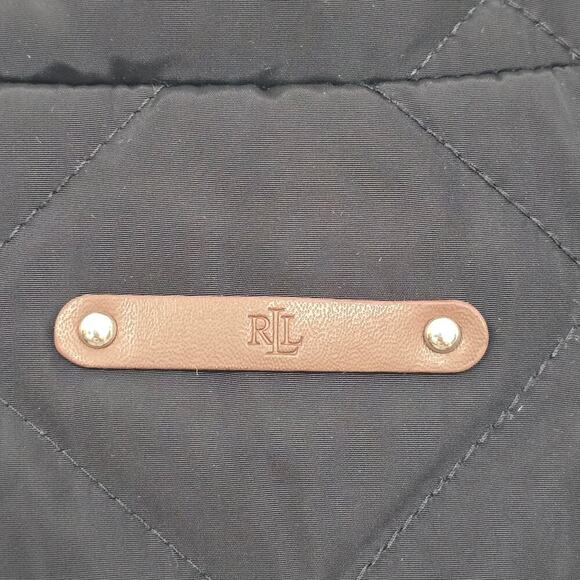 Lauren Ralph Lauren Black Quilted Jacket Size M Snap Button Equestrian Timeless - Picture 6 of 13